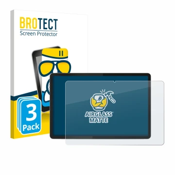 Front side of a product packaging with the brand logo BROTECT. Next to it is the device Lenovo Tab K11 (2nd Gen.) shown with t