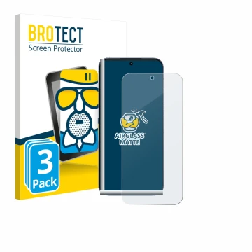 Front side of a product packaging with the brand logo BROTECT. Next to it is the device realme GT 8 Pro shown with the corresp