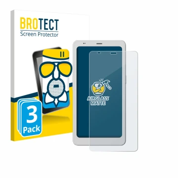 Front side of a product packaging with the brand logo BROTECT. Next to it is the device Boox Palma 2 Pro shown with the corres