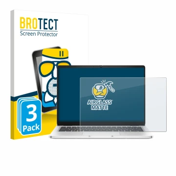 Front side of a product packaging with the brand logo BROTECT. Next to it is the device Dell Pro 14 Premium PA14250 Non-Touch 