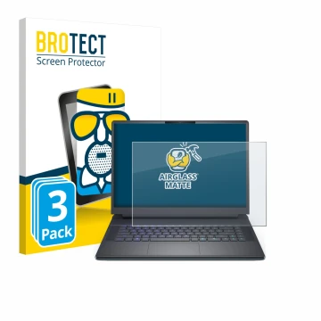 Front side of a product packaging with the brand logo BROTECT. Next to it is the device Dell Alienware 16 Area-51 shown with t