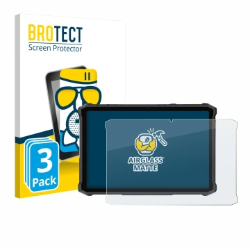 Front side of a product packaging with the brand logo BROTECT. Next to it is the device Ulefone Armor Pad 5 Ultra shown with t