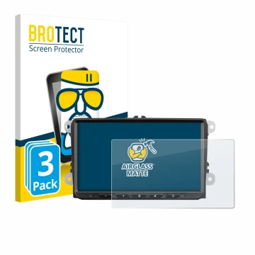Front side of a product packaging with the brand logo BROTECT. Next to it is the device Zenec Z-E2065 shown with the correspon