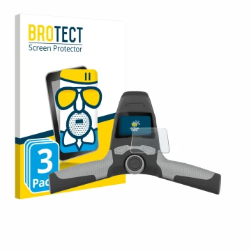 Front side of a product packaging with the brand logo BROTECT. Next to it is the device PowaKaddy FW5s shown with the correspo