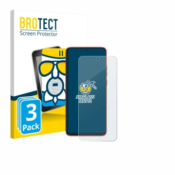 Front side of a product packaging with the brand logo BROTECT. Next to it is the device Motorola Edge 60 Neo shown with the co
