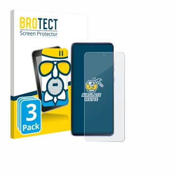 Front side of a product packaging with the brand logo BROTECT. Next to it is the device Motorola Edge 60 Stylus shown with the
