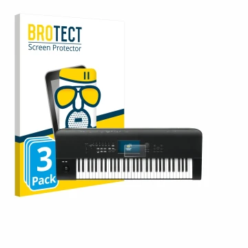 Front side of a product packaging with the brand logo BROTECT. Next to it is the device KORG Nautilus 61 shown with the corres