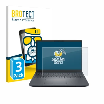 Front side of a product packaging with the brand logo BROTECT. Next to it is the device Dell Pro Max 16 Plus shown with the co