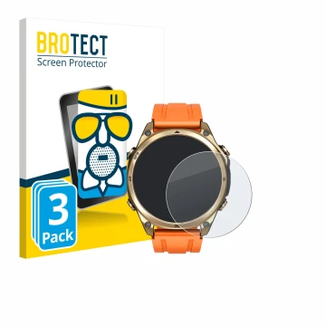 Front side of a product packaging with the brand logo BROTECT. Next to it is the device Doogee Anywise W1 shown with the corre