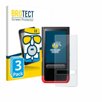 Front side of a product packaging with the brand logo BROTECT. Next to it is the device ThermoMaven P2 shown with the correspo