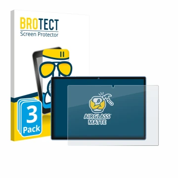 Front side of a product packaging with the brand logo BROTECT. Next to it is the device Biegedy B25 10.1