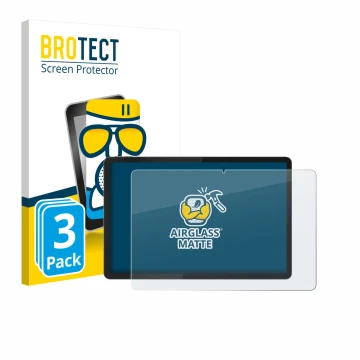 Front side of a product packaging with the brand logo BROTECT. Next to it is the device Lenovo Tab K12 ZAGJ0153SE shown with t