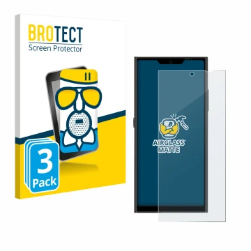 Front side of a product packaging with the brand logo BROTECT. Next to it is the device Jolla Phone shown with the correspondi