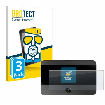 Front side of a product packaging with the brand logo BROTECT. Next to it is the device TP-Link M7350 shown with the correspon