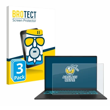 Front side of a product packaging with the brand logo BROTECT. Next to it is the device ASUS V16 V3607 shown with the correspo