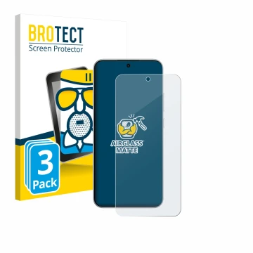 Front side of a product packaging with the brand logo BROTECT. Next to it is the device Oppo F31 Pro shown with the correspond