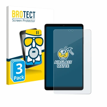 Front side of a product packaging with the brand logo BROTECT. Next to it is the device Alldocube iPlay 60 mini shown with the