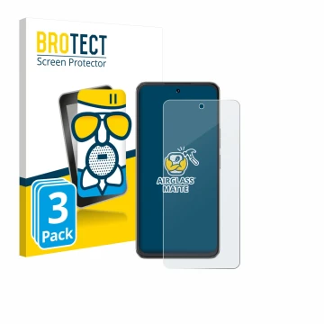 Front side of a product packaging with the brand logo BROTECT. Next to it is the device Cubot Note 60 shown with the correspon