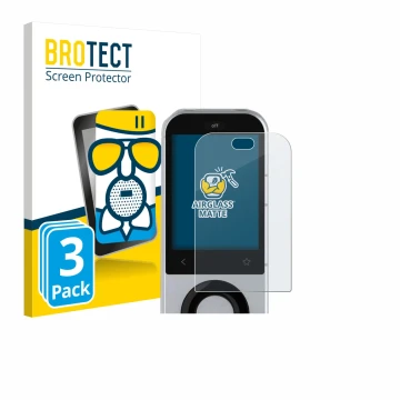 Front side of a product packaging with the brand logo BROTECT. Next to it is the device Sofabaton X2 shown with the correspond