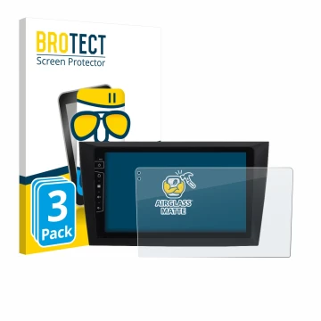 Front side of a product packaging with the brand logo BROTECT. Next to it is the device Dynavin D8-DF31 9