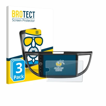 Front side of a product packaging with the brand logo BROTECT. Next to it is the device Joying Car Radio 9