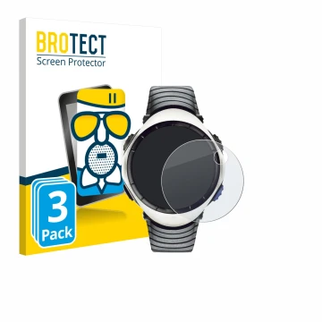 Front side of a product packaging with the brand logo BROTECT. Next to it is the device Suunto Regatta shown with the correspo