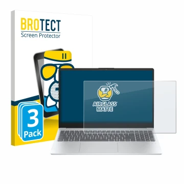 Front side of a product packaging with the brand logo BROTECT. Next to it is the device HP OmniBook 3 14