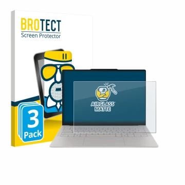 Front side of a product packaging with the brand logo BROTECT. Next to it is the device Lenovo Yoga Slim 7i Ultra Gen 11 Aura 