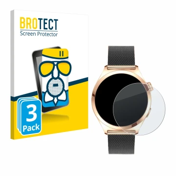 Front side of a product packaging with the brand logo BROTECT. Next to it is the device Niolina Smartwatch 1.27