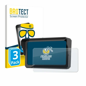 Front side of a product packaging with the brand logo BROTECT. Next to it is the device Carpuride W602S Pro shown with the cor