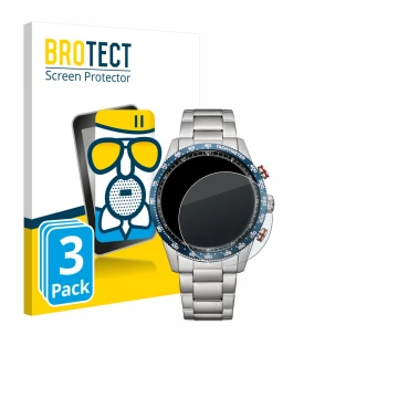 Front side of a product packaging with the brand logo BROTECT. Next to it is the device Citizen CA4716-50L shown with the corr