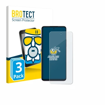 Front side of a product packaging with the brand logo BROTECT. Next to it is the device realme P4x 5G shown with the correspon