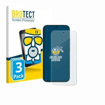 Front side of a product packaging with the brand logo BROTECT. Next to it is the device Xiaomi Redmi Turbo 5 5G shown with the