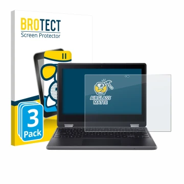 Front side of a product packaging with the brand logo BROTECT. Next to it is the device Acer Chromebook Spin 511 R757TN shown 