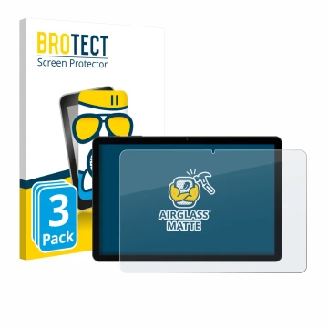 Front side of a product packaging with the brand logo BROTECT. Next to it is the device Doogee Tab G5 shown with the correspon