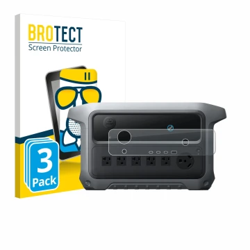 Front side of a product packaging with the brand logo BROTECT. Next to it is the device Anker SOLIX C2000 Gen 2 shown with the