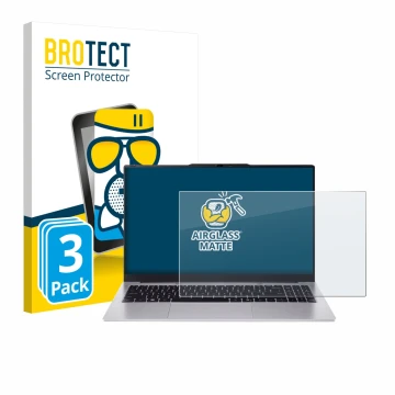 Front side of a product packaging with the brand logo BROTECT. Next to it is the device Acer Aspire Lite 15 AL15-45 shown with