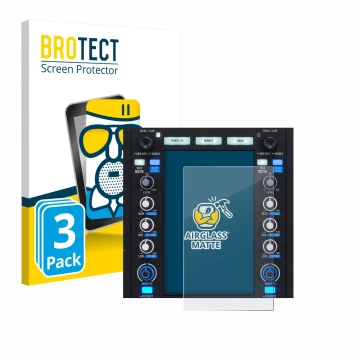 Front side of a product packaging with the brand logo BROTECT. Next to it is the device Rane System One shown with the corresp