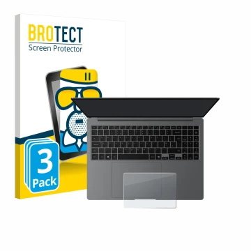 Front side of a product packaging with the brand logo BROTECT. Next to it is the device Samsung Galaxy Book5 Pro 16