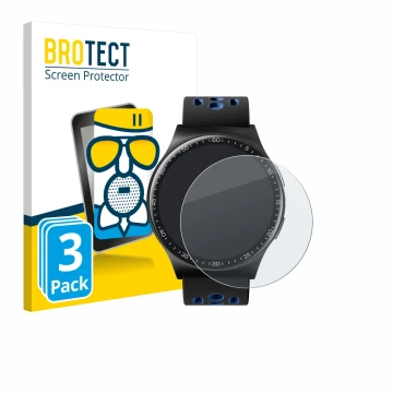 Front side of a product packaging with the brand logo BROTECT. Next to it is the device Reebok Pulse Smartwatch shown with the