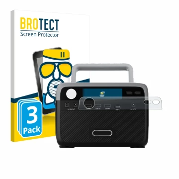 Front side of a product packaging with the brand logo BROTECT. Next to it is the device Flashfish BP030B shown with the corres