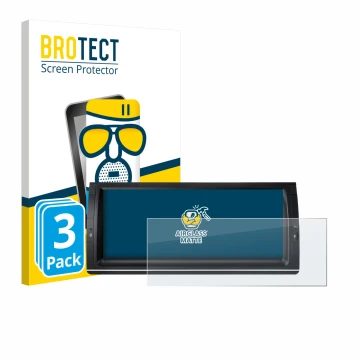 Front side of a product packaging with the brand logo BROTECT. Next to it is the device Xtrons PX1453BLHGS 10.25