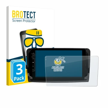 Front side of a product packaging with the brand logo BROTECT. Next to it is the device Dynavin D9-DF432 9