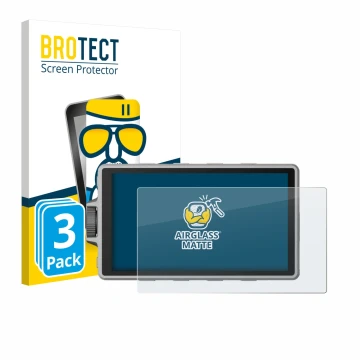 Front side of a product packaging with the brand logo BROTECT. Next to it is the device DJI Ronin 4D shown with the correspond