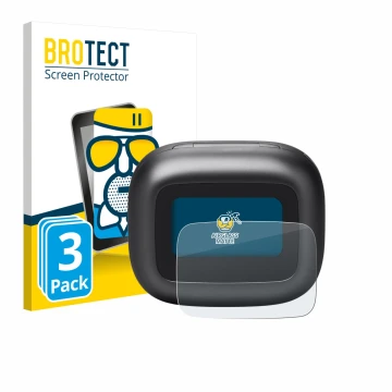 Front side of a product packaging with the brand logo BROTECT. Next to it is the device JBL Live Beam 3 shown with the corresp
