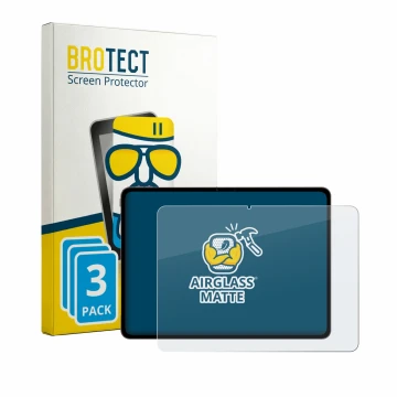 Front side of a product packaging with the brand logo BROTECT. Next to it is the device OnePlus Pad 4 shown with the correspon