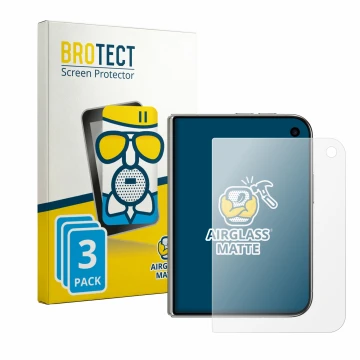 Front side of a product packaging with the brand logo BROTECT. Next to it is the device Apple iPhone Duo shown with the corres