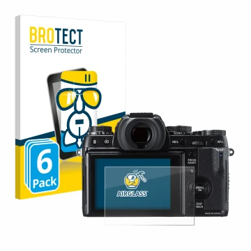 Front side of a product packaging with the brand logo BROTECT. Next to it is the device Fujifilm X-T1 shown with the correspon