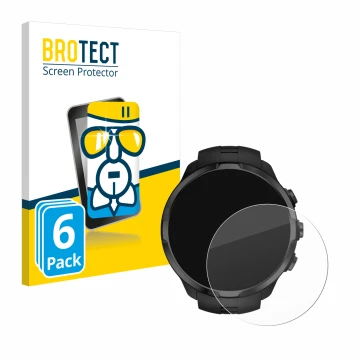 Front side of a product packaging with the brand logo BROTECT. Next to it is the device Suunto Spartan Sport Wrist HR shown wi