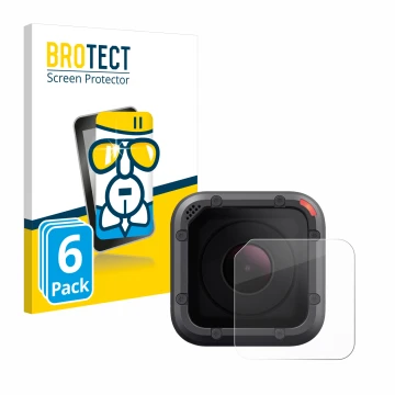 Front side of a product packaging with the brand logo BROTECT. Next to it is the device GoPro Hero 5 Session Lens (housing) sh